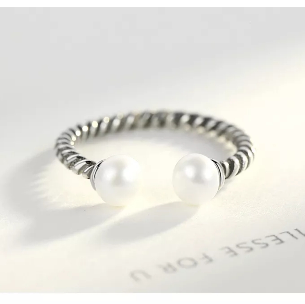 *NEW Pearl Twist Ring | 925 Sterling Silver - Picture 7 of 15
